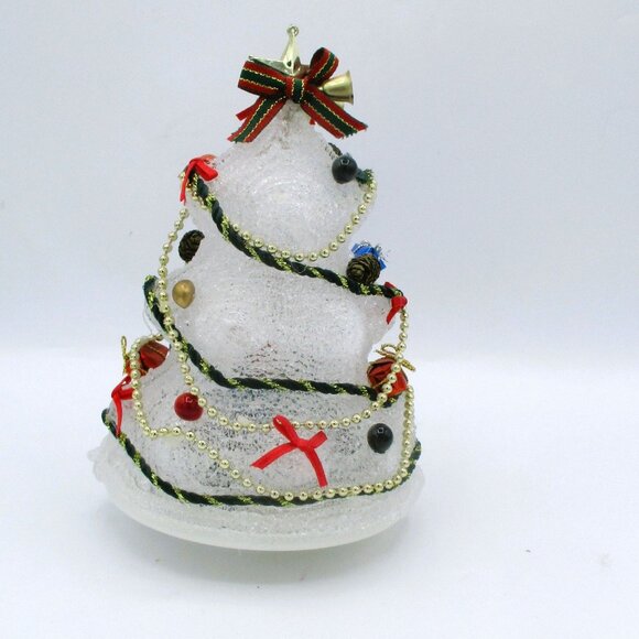 Vtg Tabletop Crystal Look Light-Up Musical Christmas Tree Ornaments Beads - Picture 2 of 5